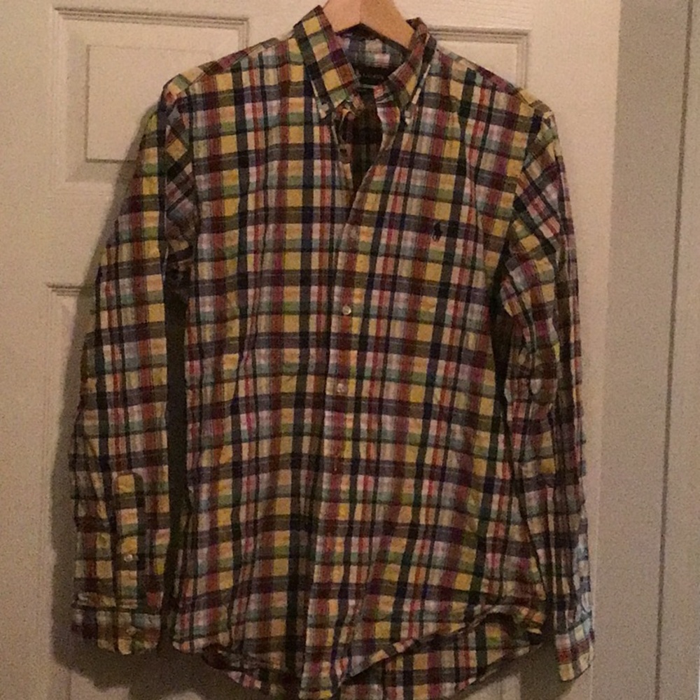 Multi colored Ralph Lauren LS men’s shirt Size M